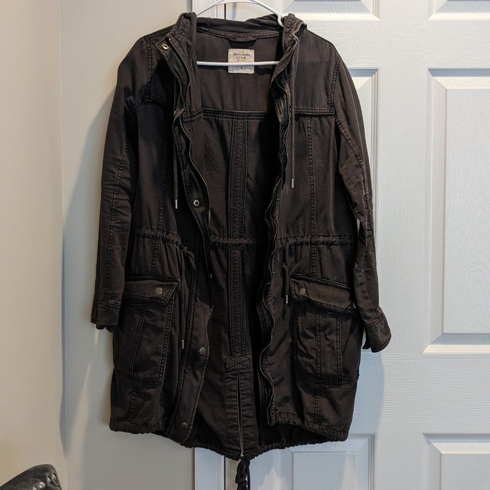 Abercrombie & Fitch Faded Black/ Charcoal Gray Utility Cargo Jacket Size M